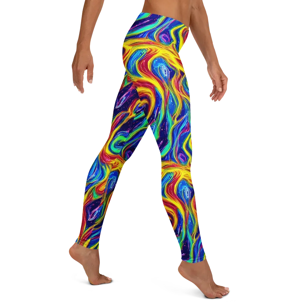 Lemon Comet Garden on Leggings — Right