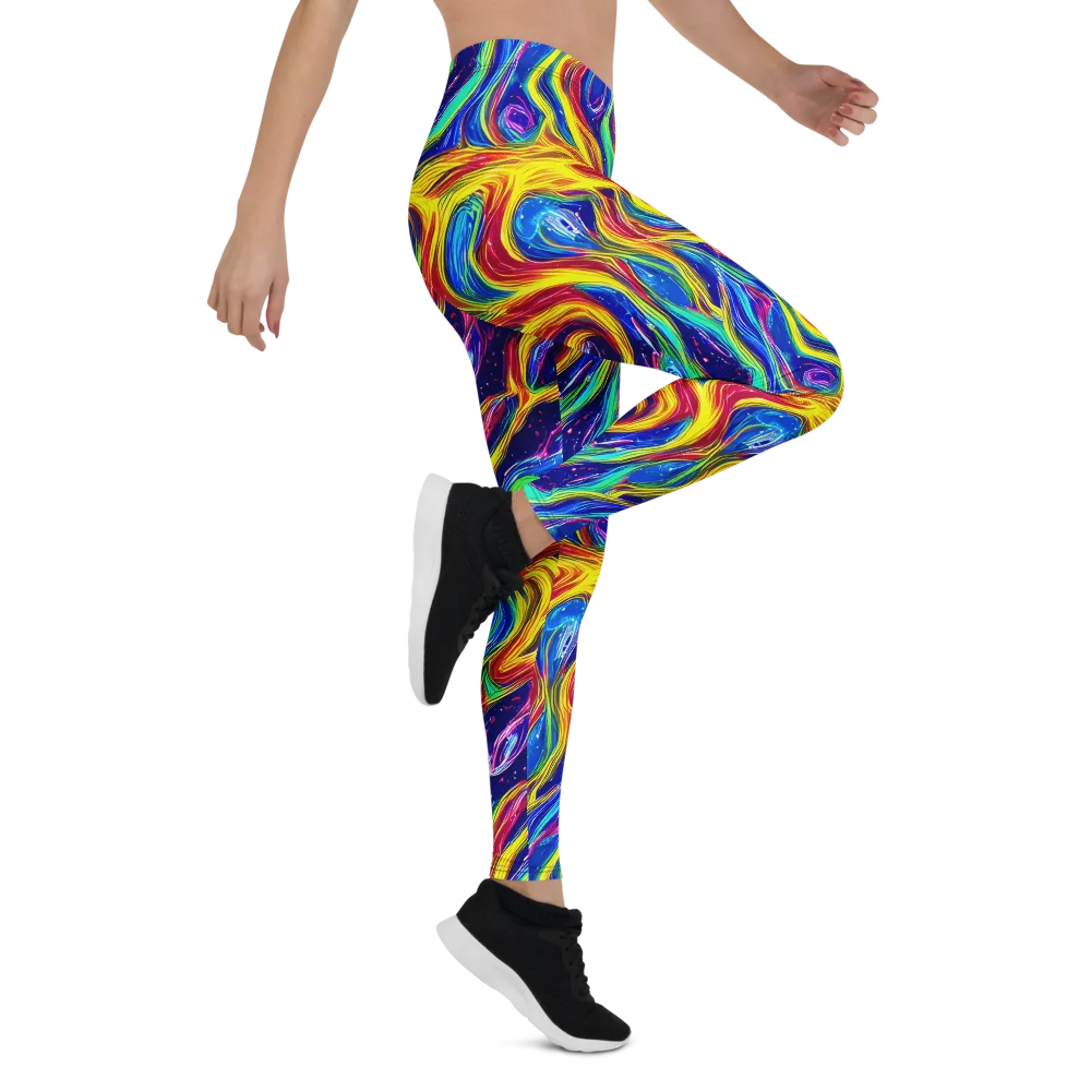 Lemon Comet Garden on Leggings — Right