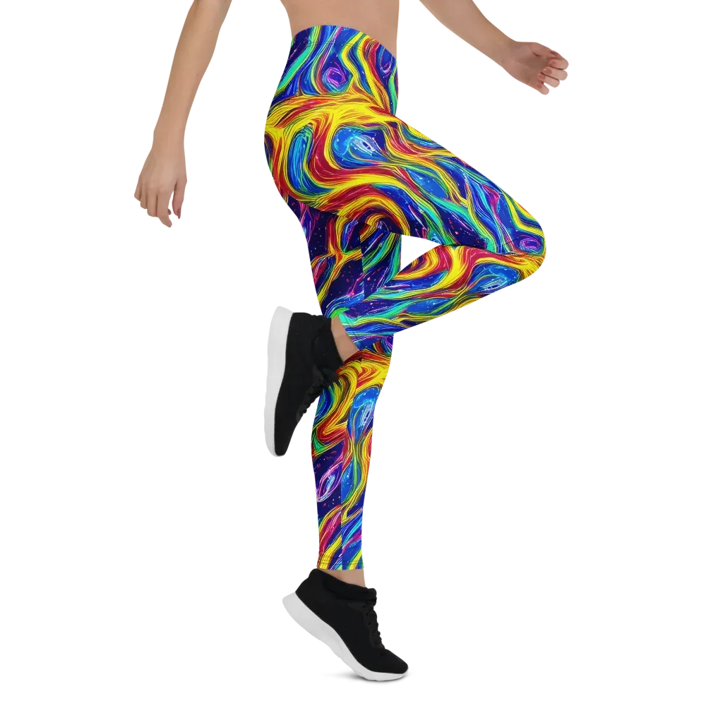 Lemon Comet Garden on Leggings — Right