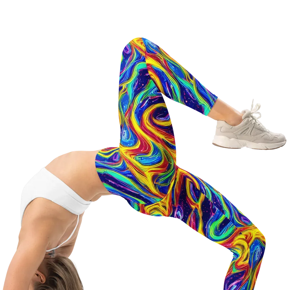 Lemon Comet Garden on Leggings — Right