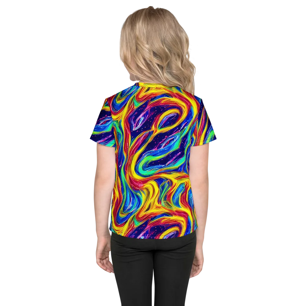 Lemon Comet Garden on Kids Crew Neck T-Shirt — Back
