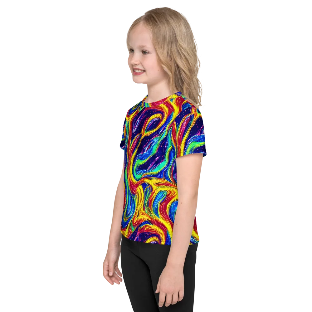 Lemon Comet Garden on Kids Crew Neck T-Shirt — Left