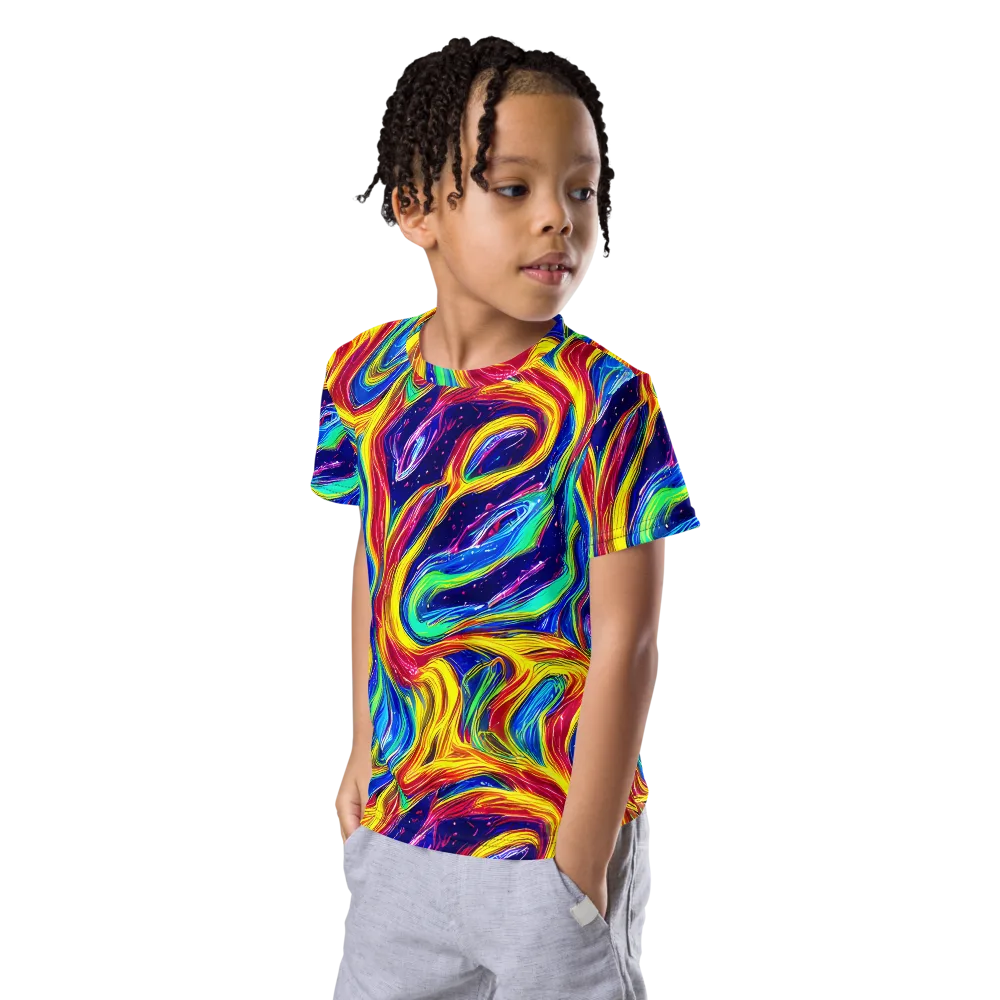 Lemon Comet Garden on Kids Crew Neck T-Shirt — Left Front