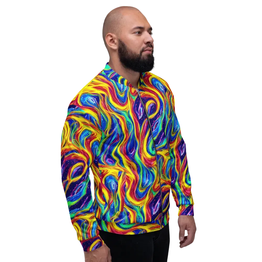 Lemon Comet Garden on Bomber Jacket — Right