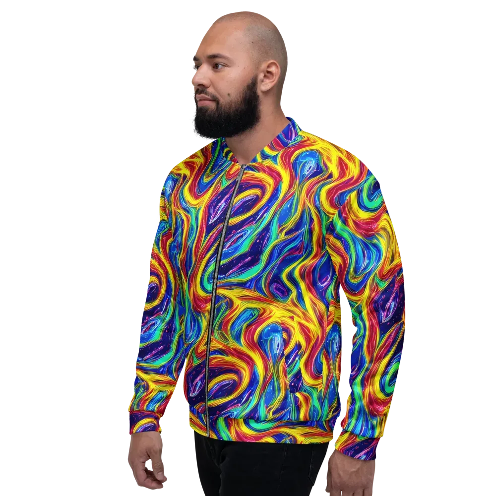 Lemon Comet Garden on Bomber Jacket — Left