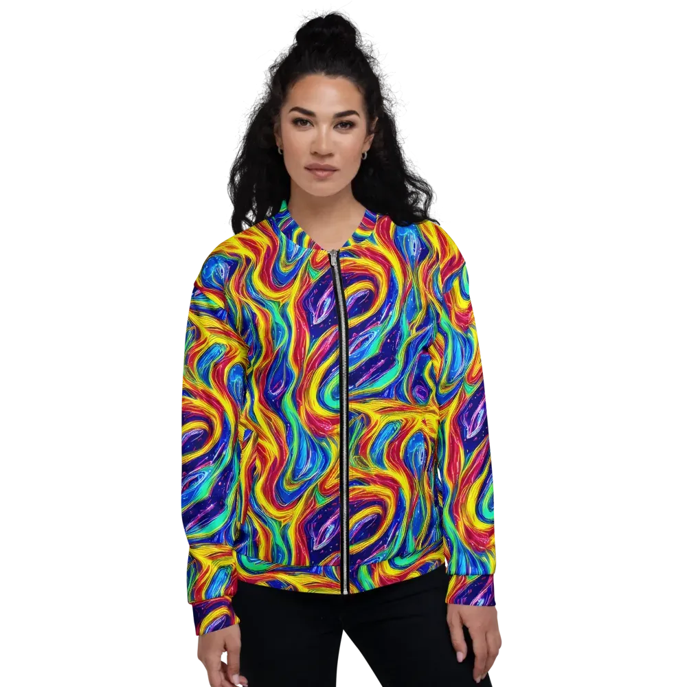 Lemon Comet Garden on Bomber Jacket — Front