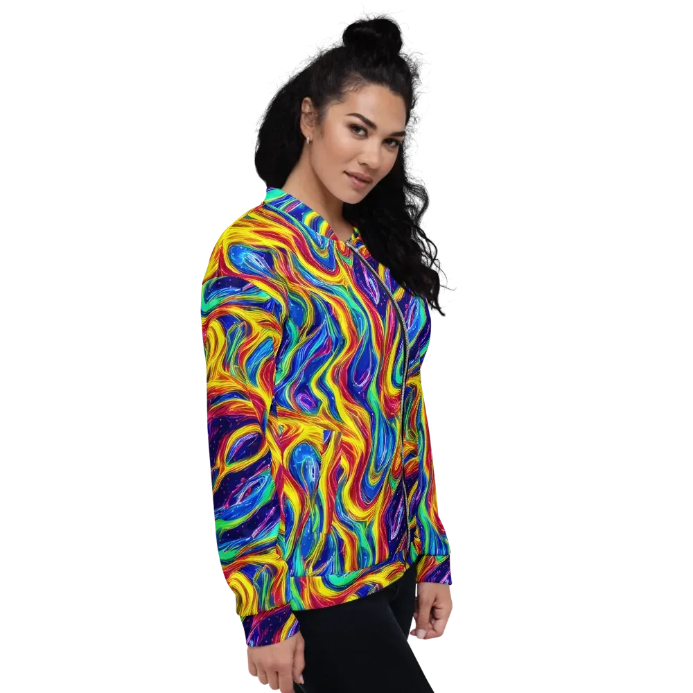 Lemon Comet Garden on Bomber Jacket — Right
