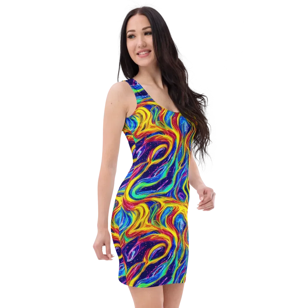 Lemon Comet Garden on Bodycon Dress — Right Front