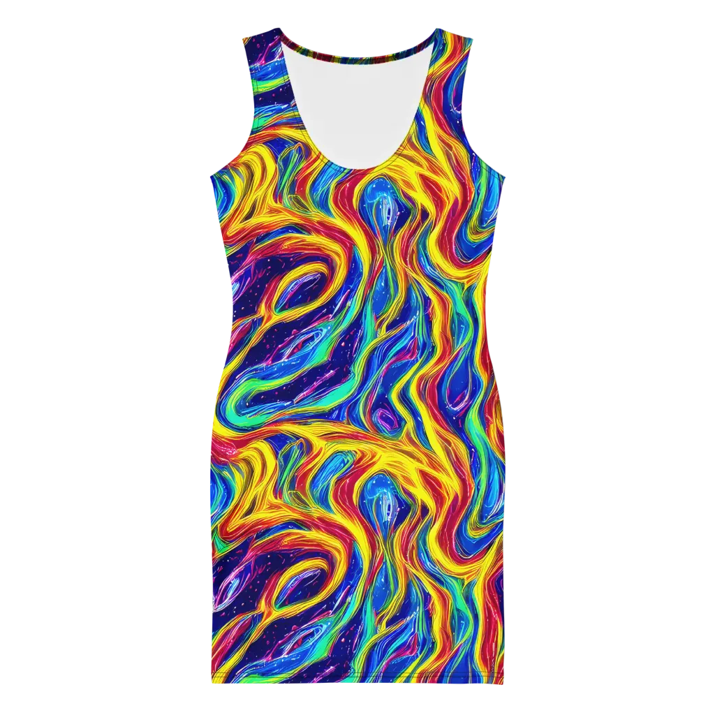 Lemon Comet Garden on Bodycon Dress — Front