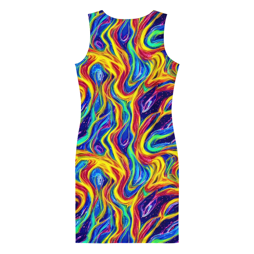 Lemon Comet Garden on Bodycon Dress — Back