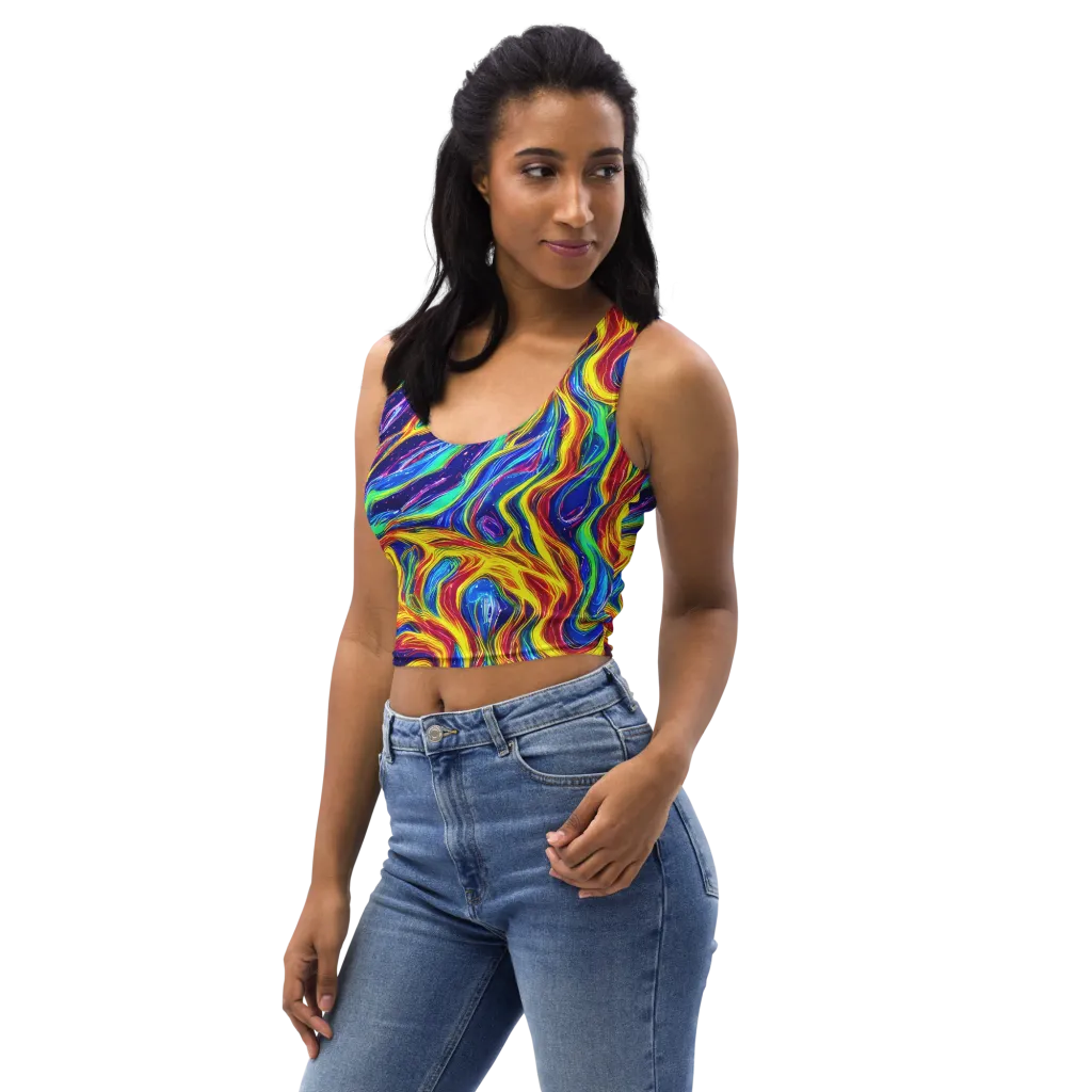 Lemon Comet Garden on Crop Top — Left Front