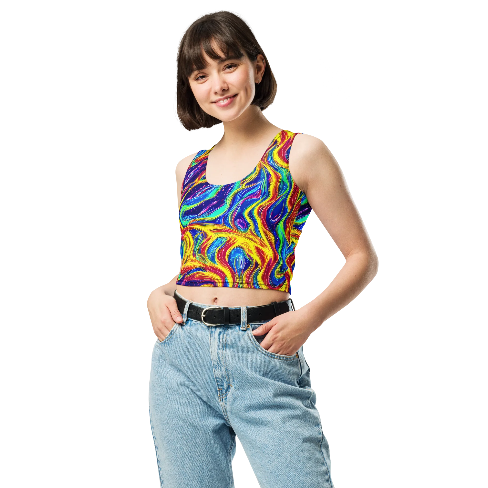 Lemon Comet Garden on Crop Top — Front
