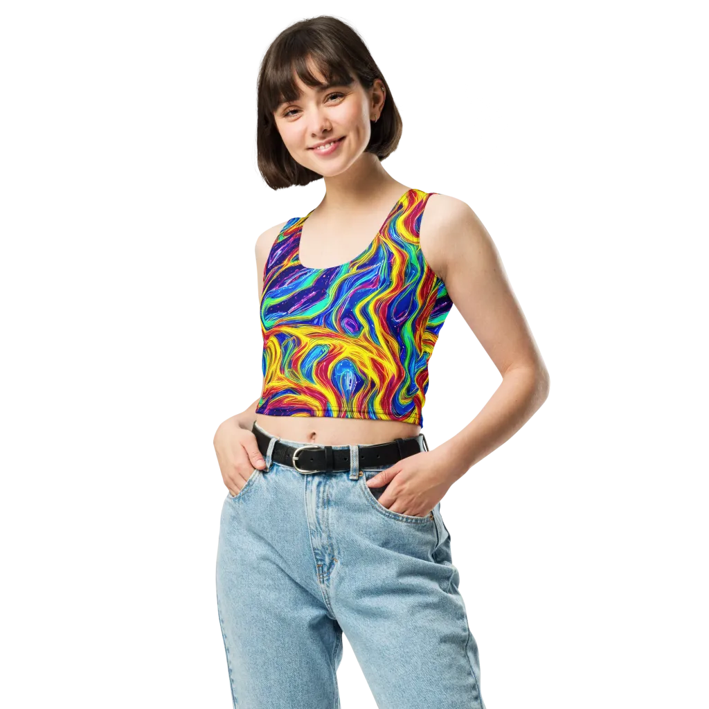 Lemon Comet Garden on Crop Top — Front