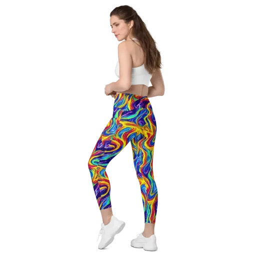 Lemon Comet Garden on a Leggings with Pockets