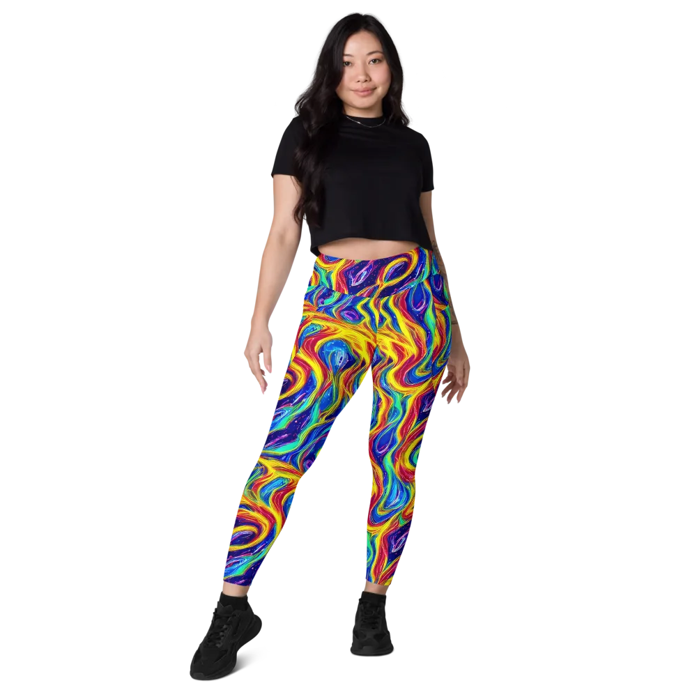 Lemon Comet Garden on Leggings with Pockets — Front
