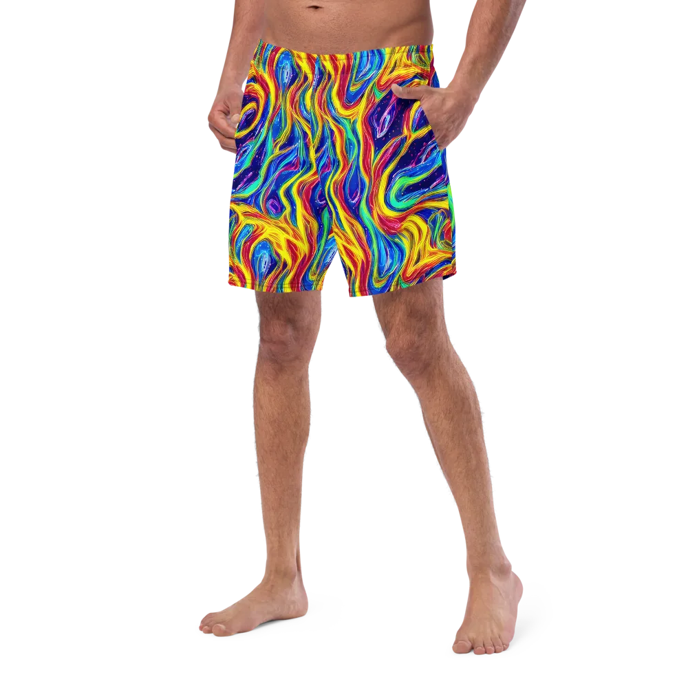 Lemon Comet Garden on Swim Trunks — Left Front