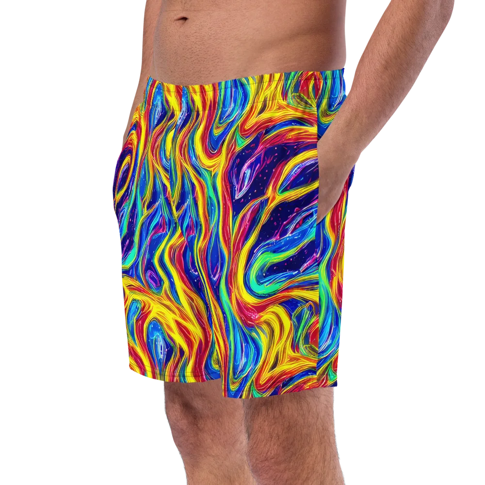 Lemon Comet Garden on Swim Trunks — Left Front