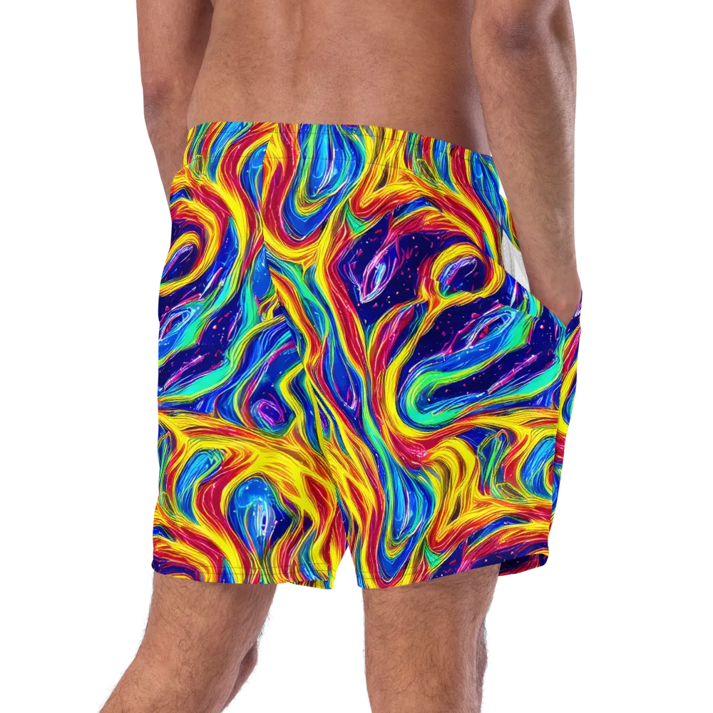 Lemon Comet Garden on Swim Trunks — Right Back