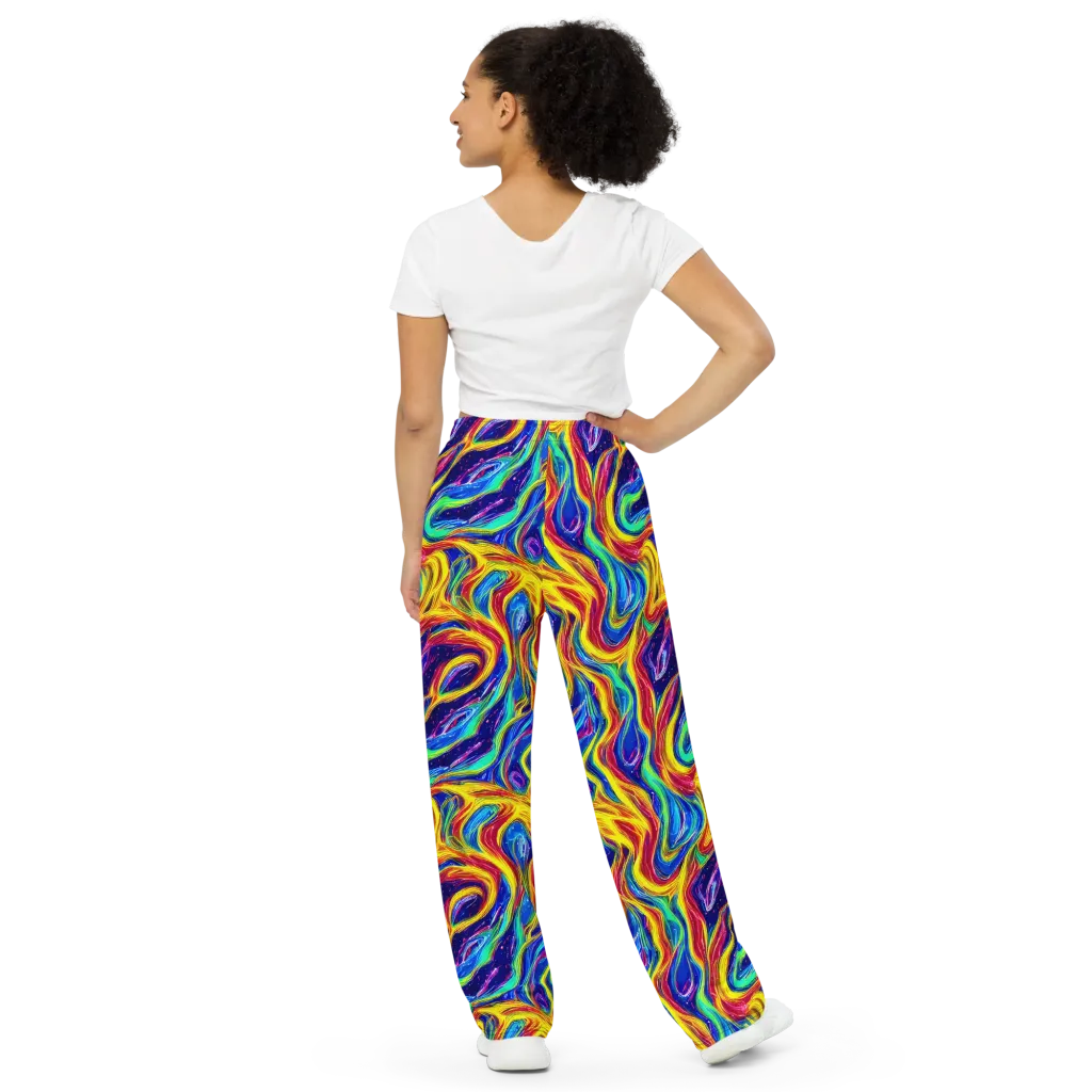 Lemon Comet Garden on Wide-Leg Pants — Back