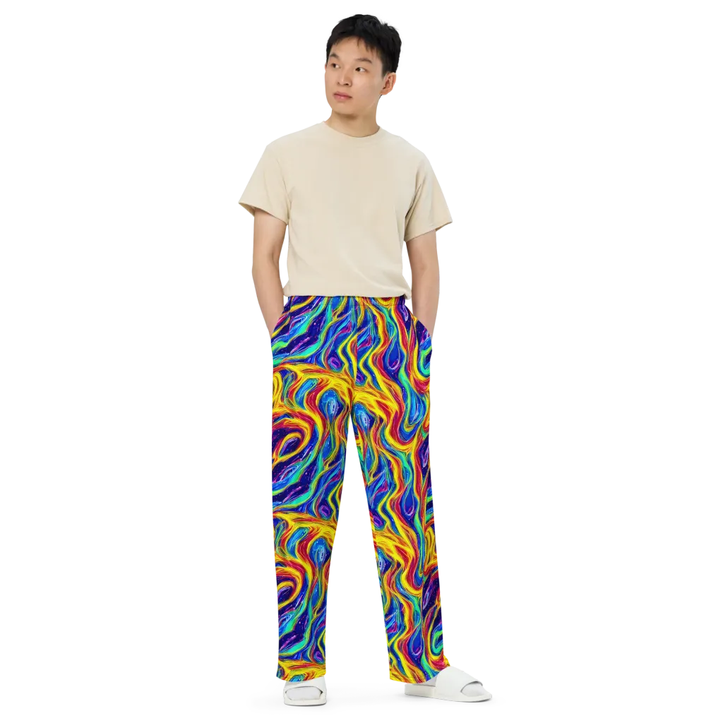 Lemon Comet Garden on Wide-Leg Pants — Front