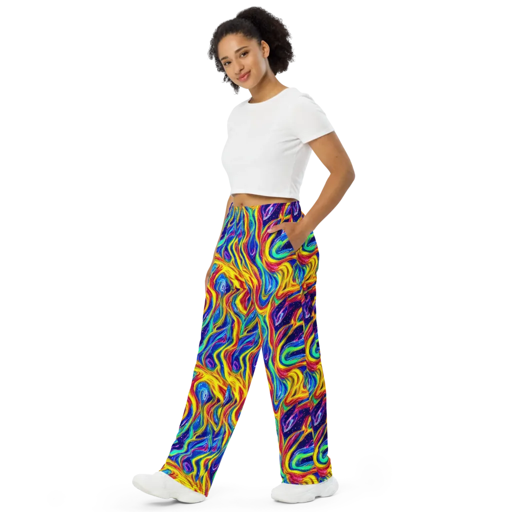 Lemon Comet Garden on Wide-Leg Pants — Left Front