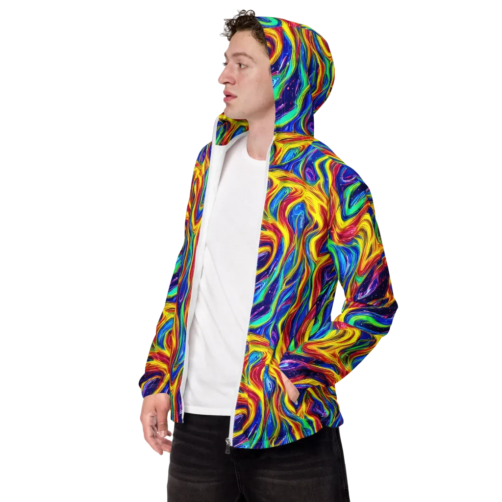 Lemon Comet Garden on Men's Windbreaker — Left Front