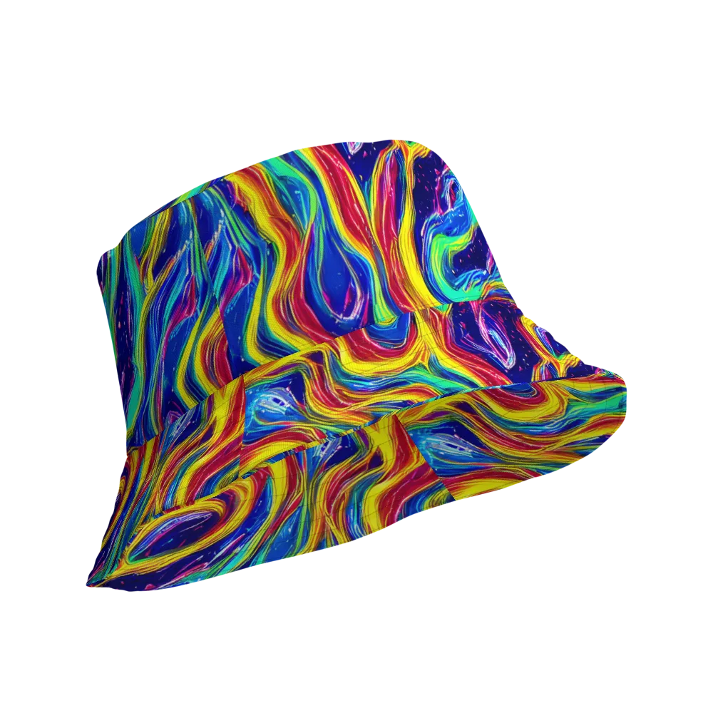 Lemon Comet Garden on Reversible Bucket Hat — Product details Outside