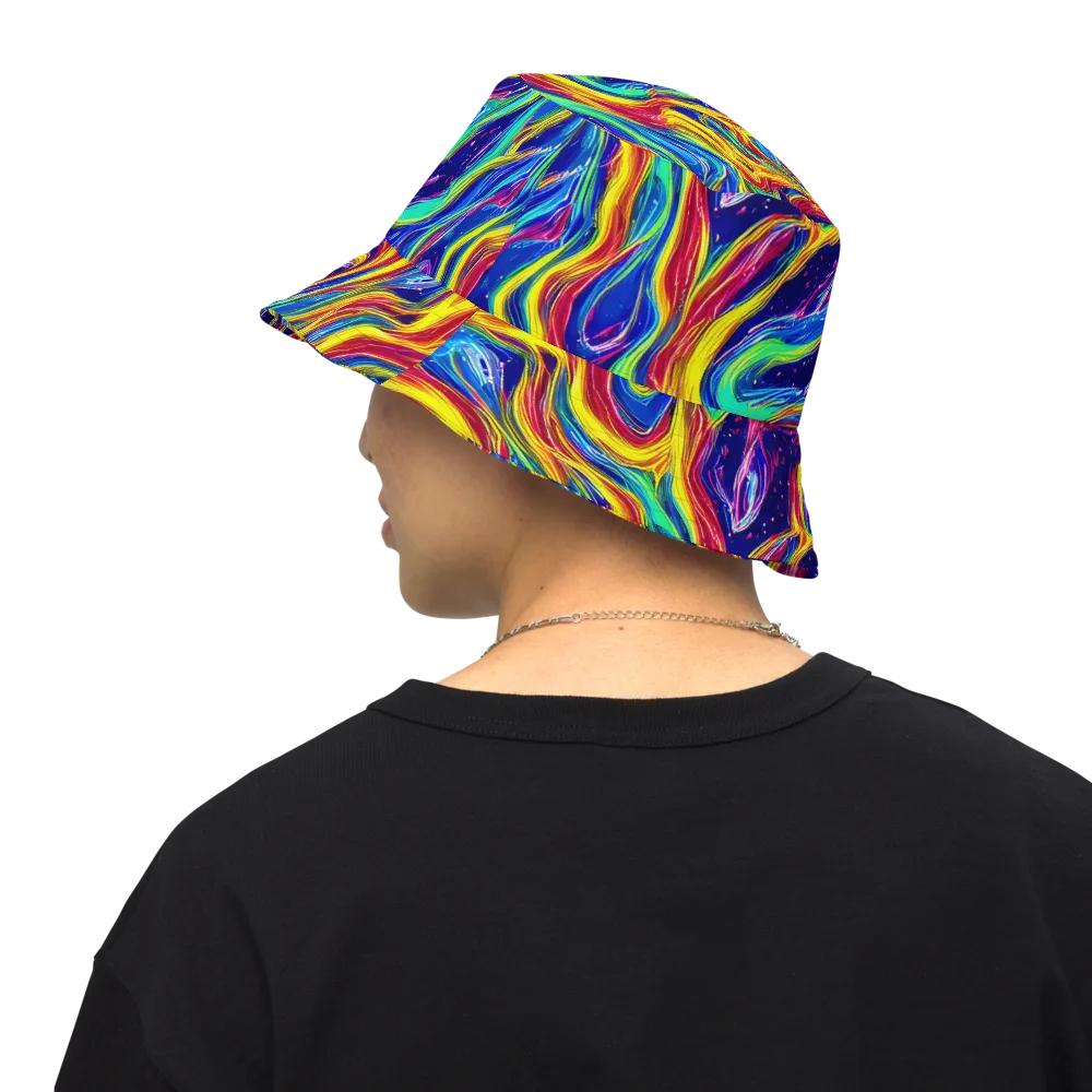 Lemon Comet Garden on Reversible Bucket Hat — Back Inside