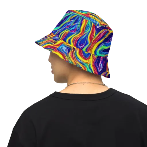 Lemon Comet Garden on a Reversible Bucket Hat