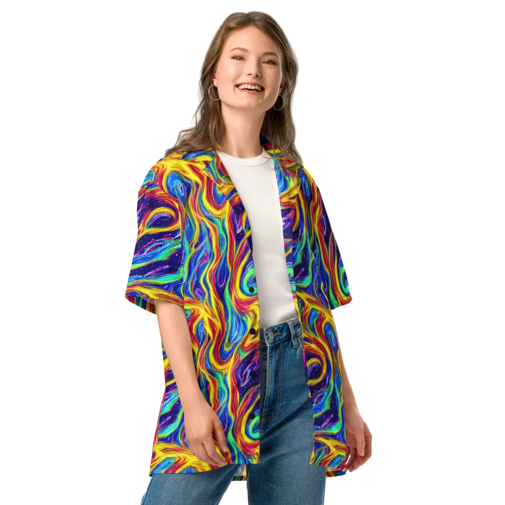 Lemon Comet Garden on Button Shirt — Front