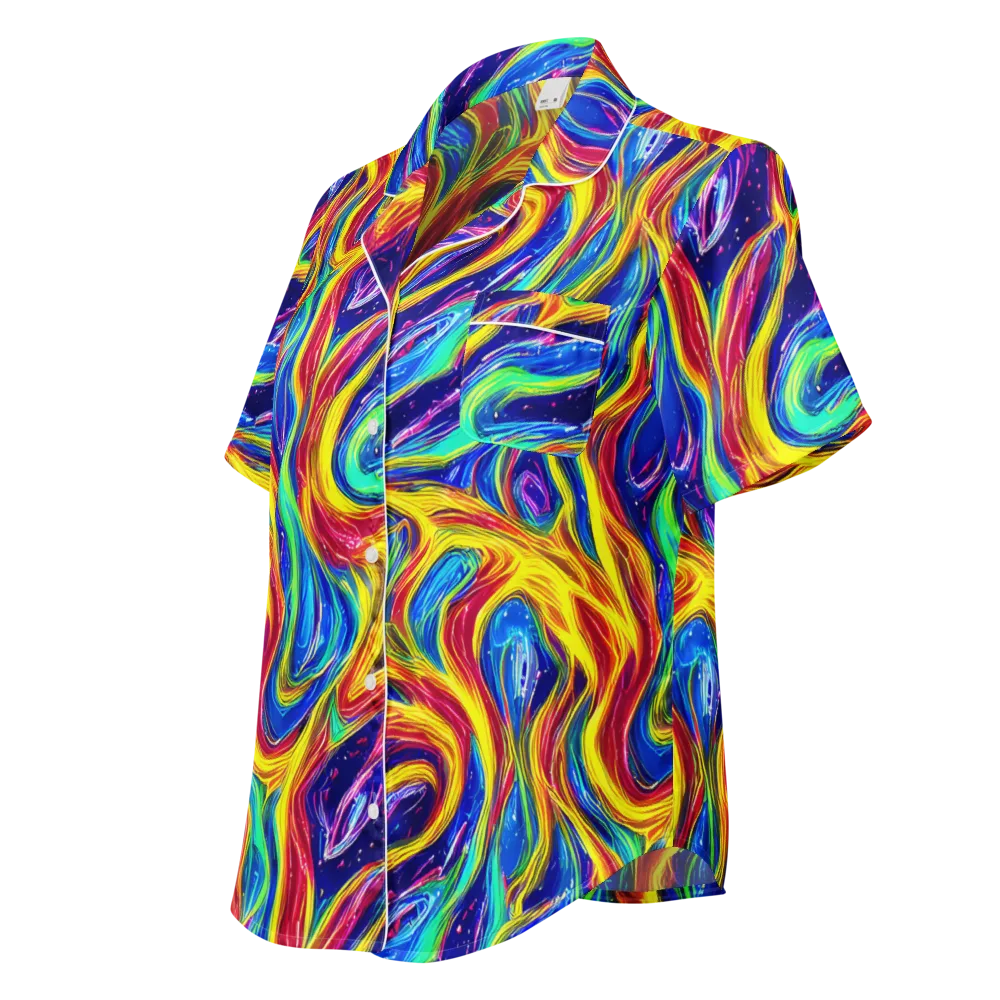 Lemon Comet Garden on Women's Short Sleeve Pajama Top — Left Front