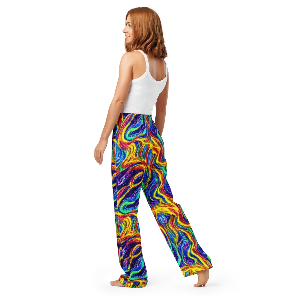 Lemon Comet Garden on Women's Pajama Pants — Back