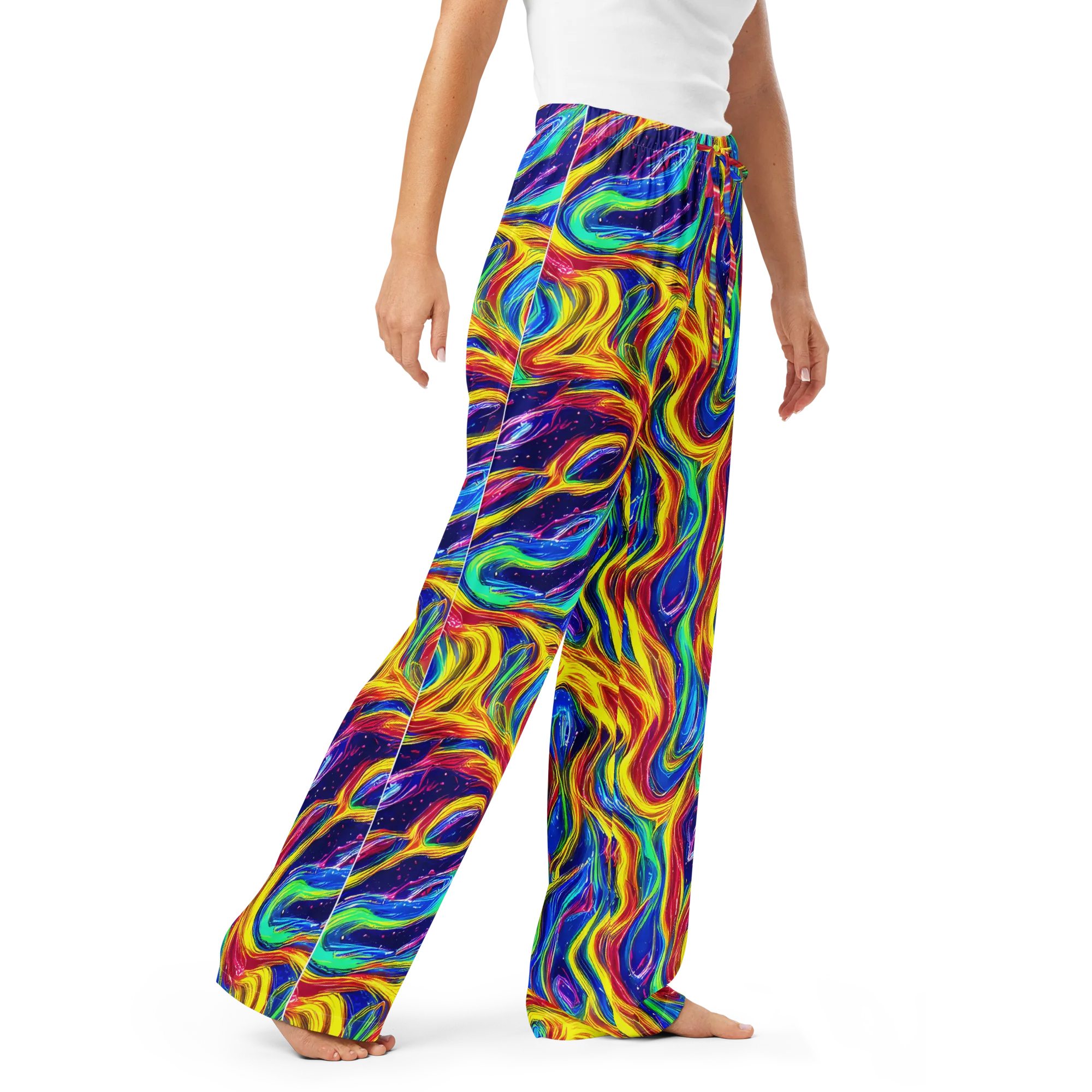 Lemon Comet Garden on Women's Pajama Pants — Right Front