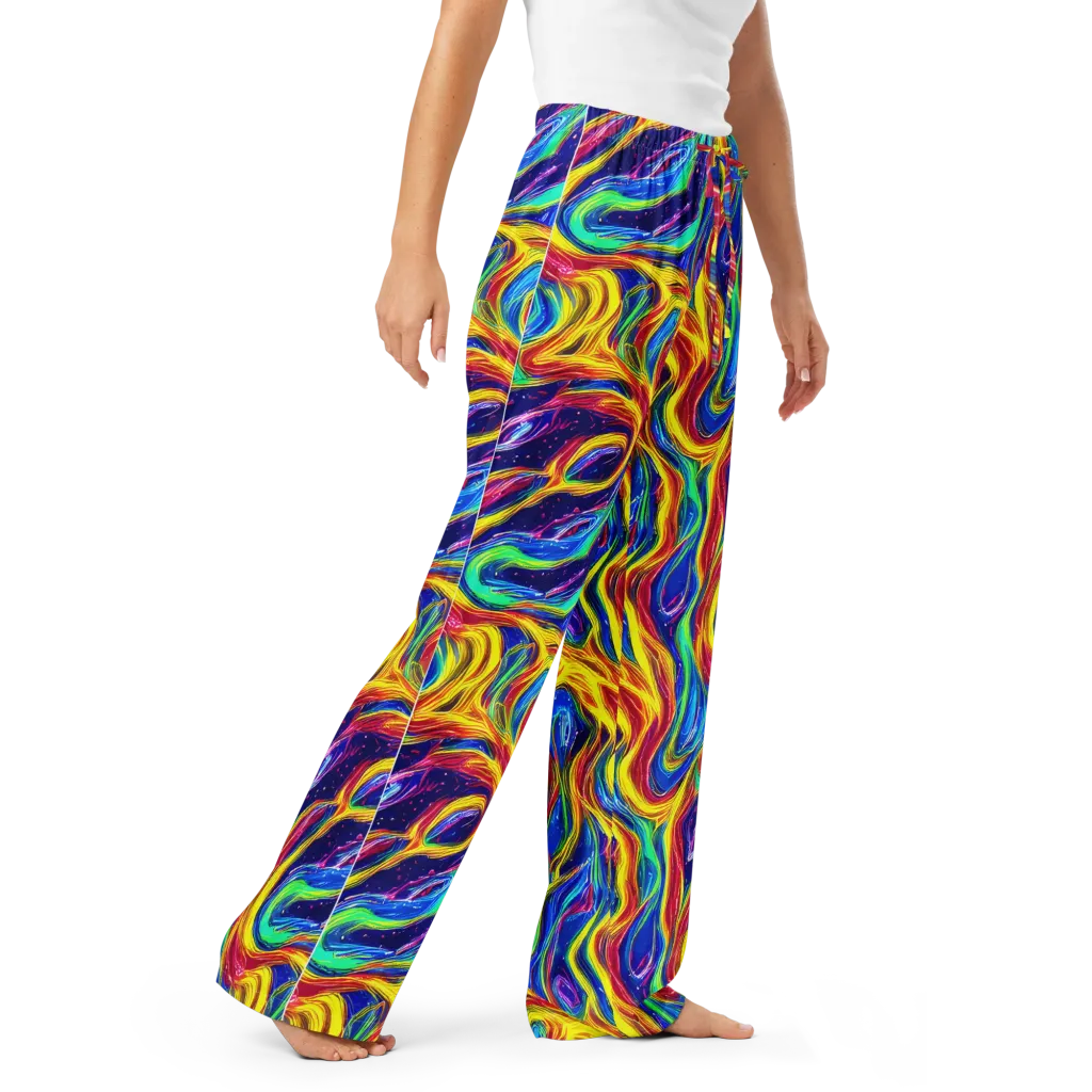 Lemon Comet Garden on Women's Pajama Pants — Right Front