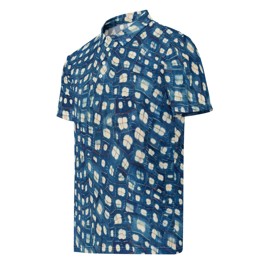 Shibori Meadow on Men's Slim Fit Polo Shirt — Left Front