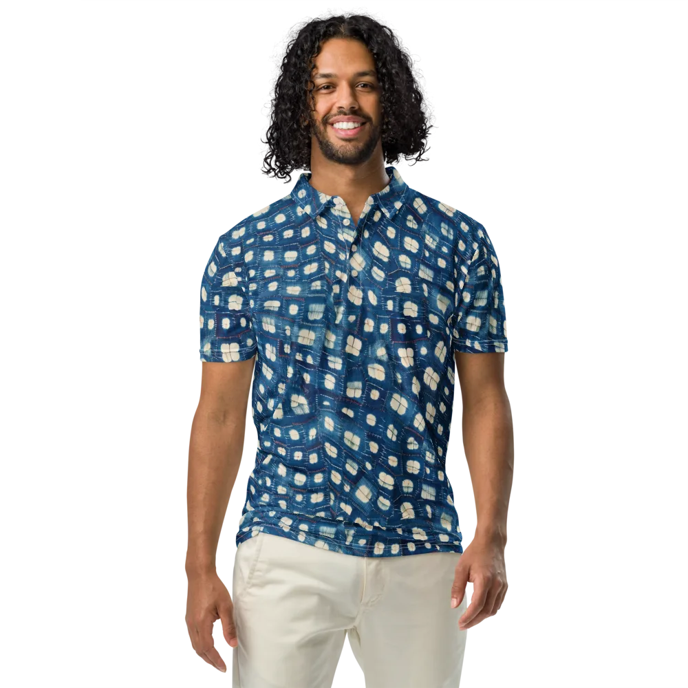 Shibori Meadow on Men's Slim Fit Polo Shirt — Front