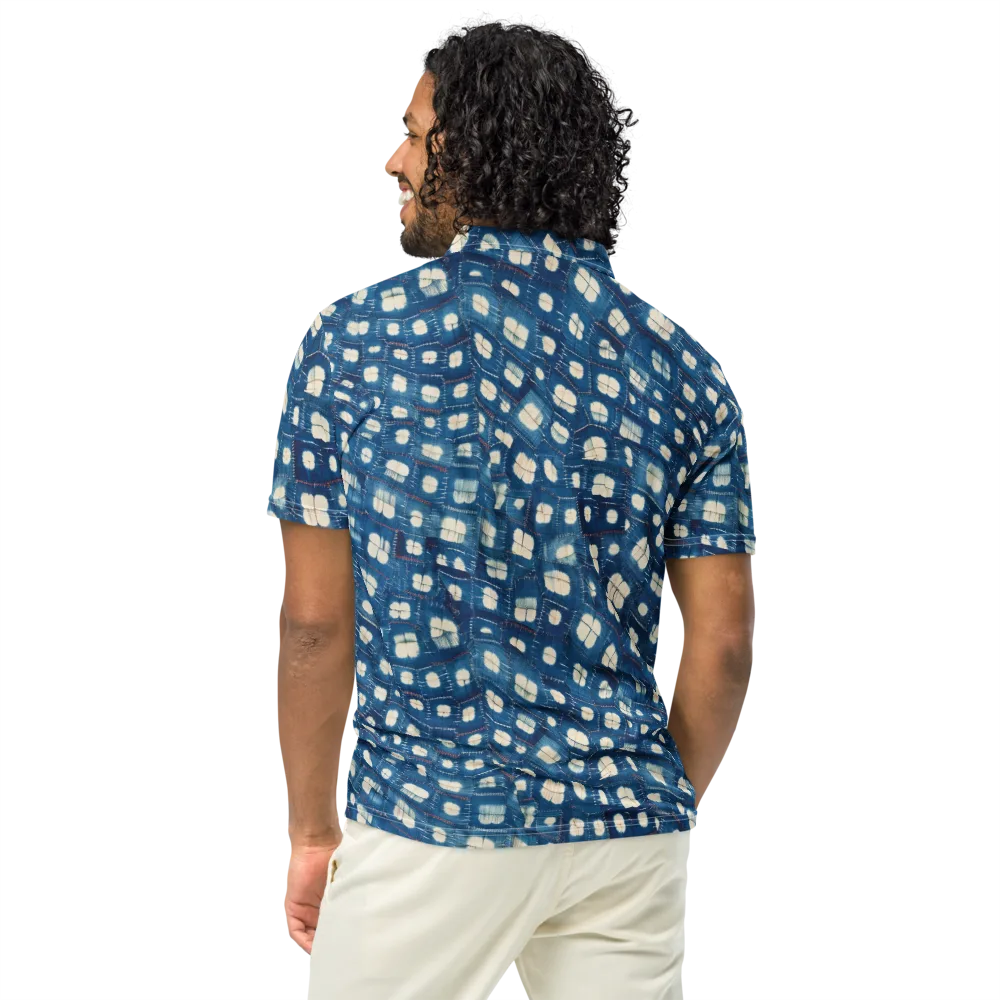 Shibori Meadow on Men's Slim Fit Polo Shirt — Back