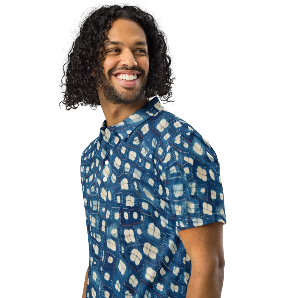 Shibori Meadow on Men's Slim Fit Polo Shirt — Left Front