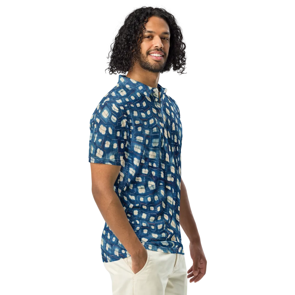 Shibori Meadow on Men's Slim Fit Polo Shirt — Right Front