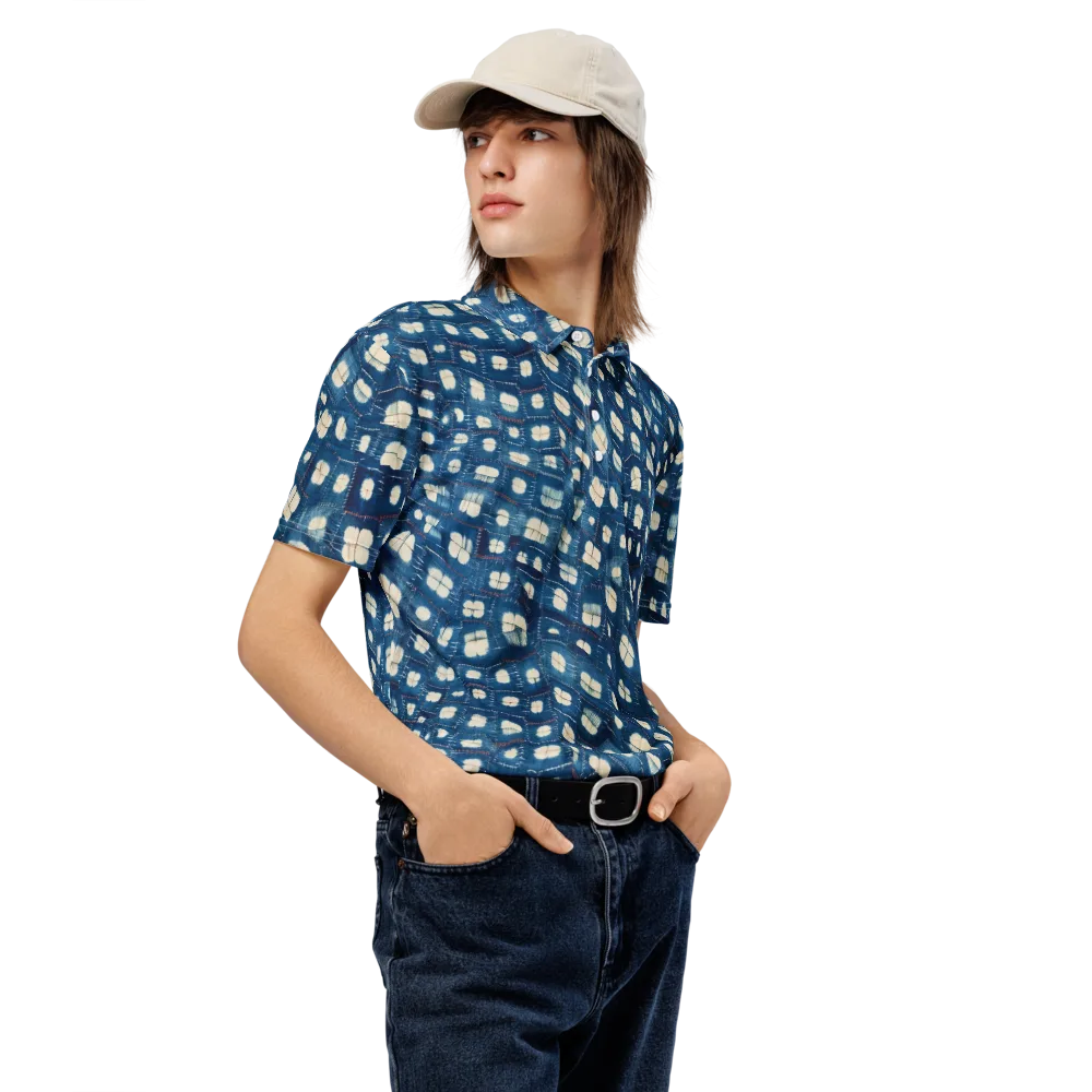 Shibori Meadow on Men's Slim Fit Polo Shirt — Right Front