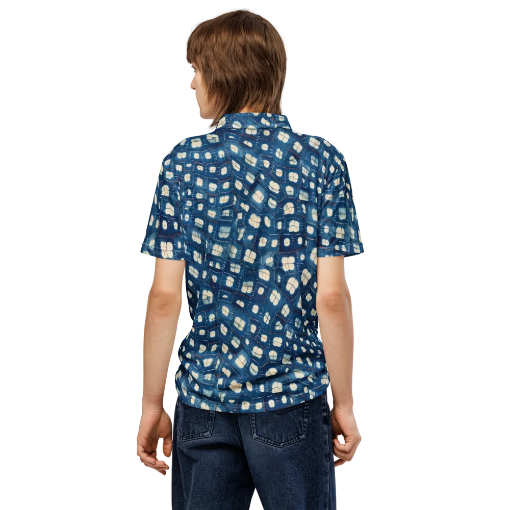 Shibori Meadow on Men's Slim Fit Polo Shirt — Back