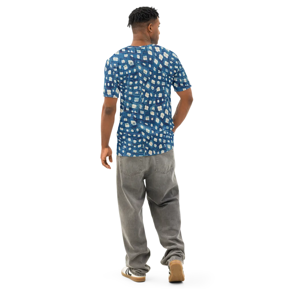 Shibori Meadow on Men's Cotton Crew Neck T-Shirt — Back