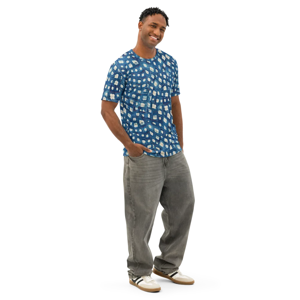 Shibori Meadow on Men's Cotton Crew Neck T-Shirt — Right Front