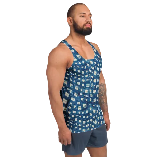 Shibori Meadow on a Men's Tank Top