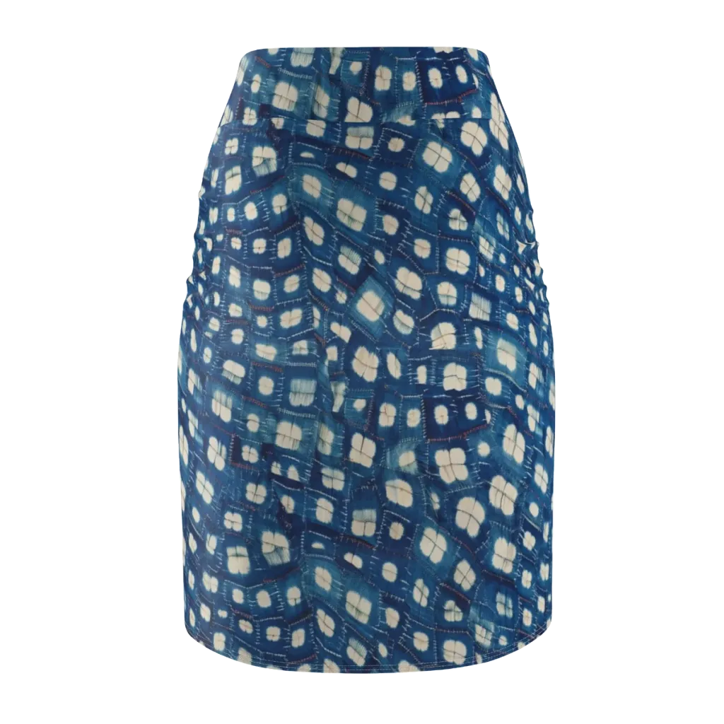 Shibori Meadow on Pencil Skirt — Back