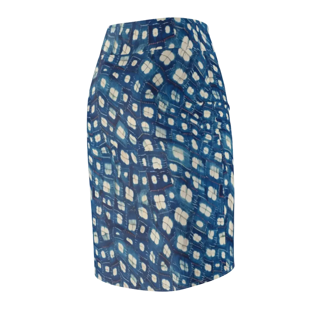 Shibori Meadow on Pencil Skirt — Back Side