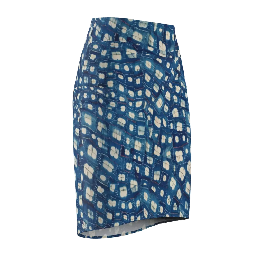 Shibori Meadow on Pencil Skirt — Front Side
