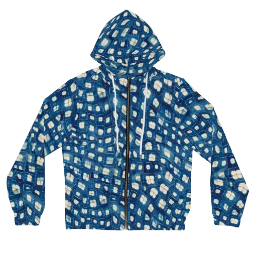 Shibori Meadow on a Women's Full-Zip Hoodie