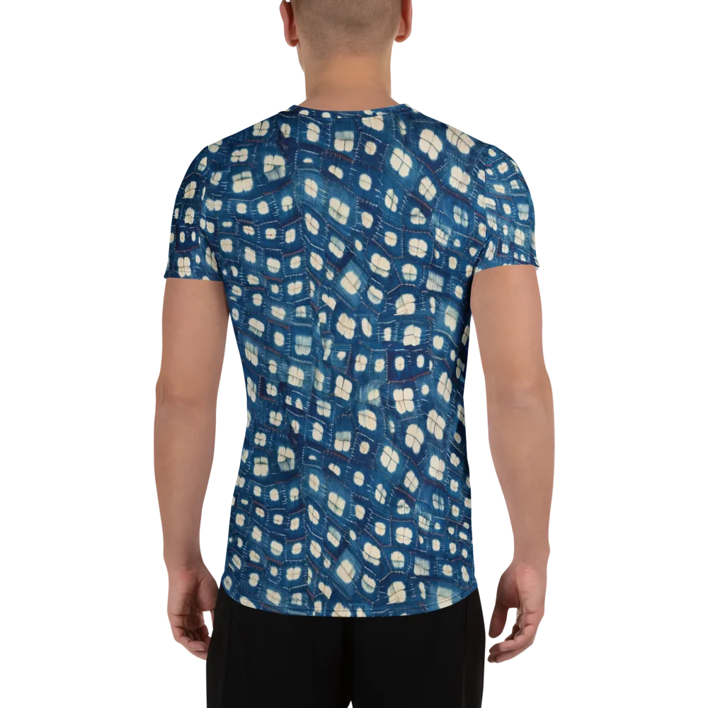 Shibori Meadow on Men's Athletic T-Shirt — Back