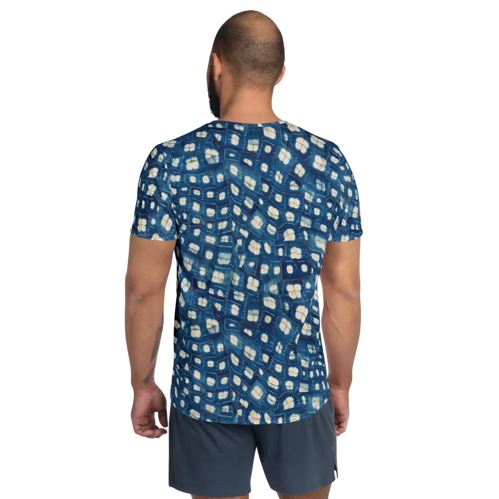 Shibori Meadow on Men's Athletic T-Shirt — Back
